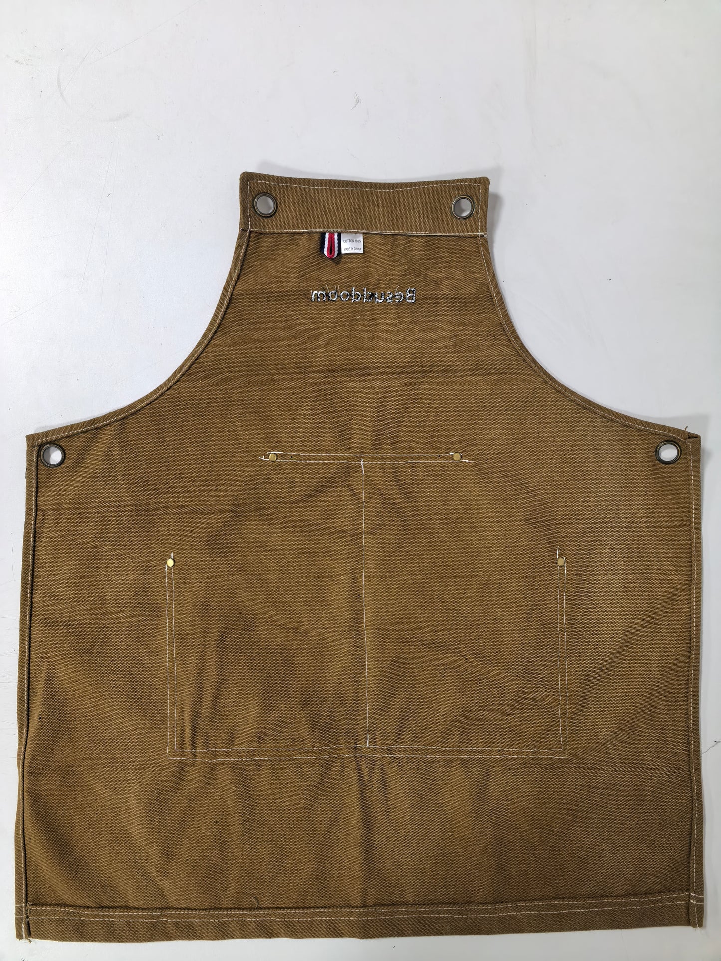 Besuddoom Personalized Men’s Canvas Work Apron with Cross-Back Straps & Multiple Pockets
