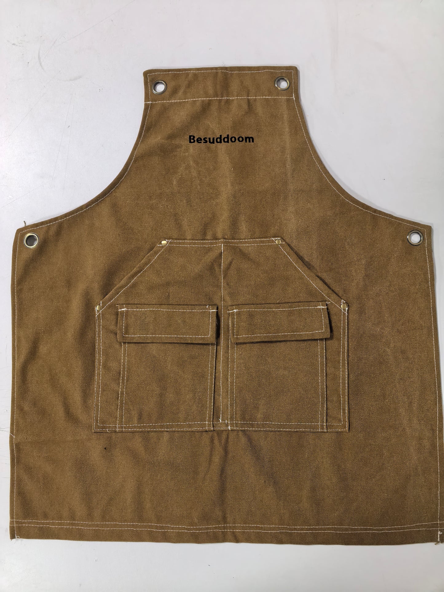 Besuddoom Personalized Men’s Canvas Work Apron with Cross-Back Straps & Multiple Pockets