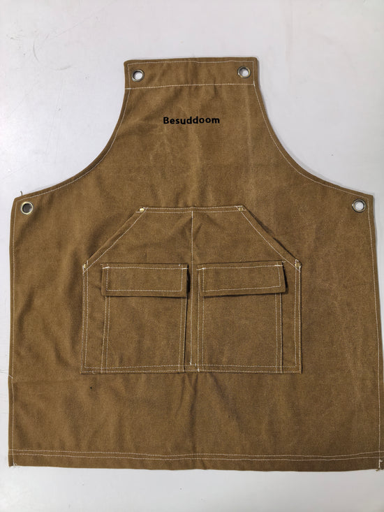 Besuddoom Personalized Men’s Canvas Work Apron with Cross-Back Straps & Multiple Pockets