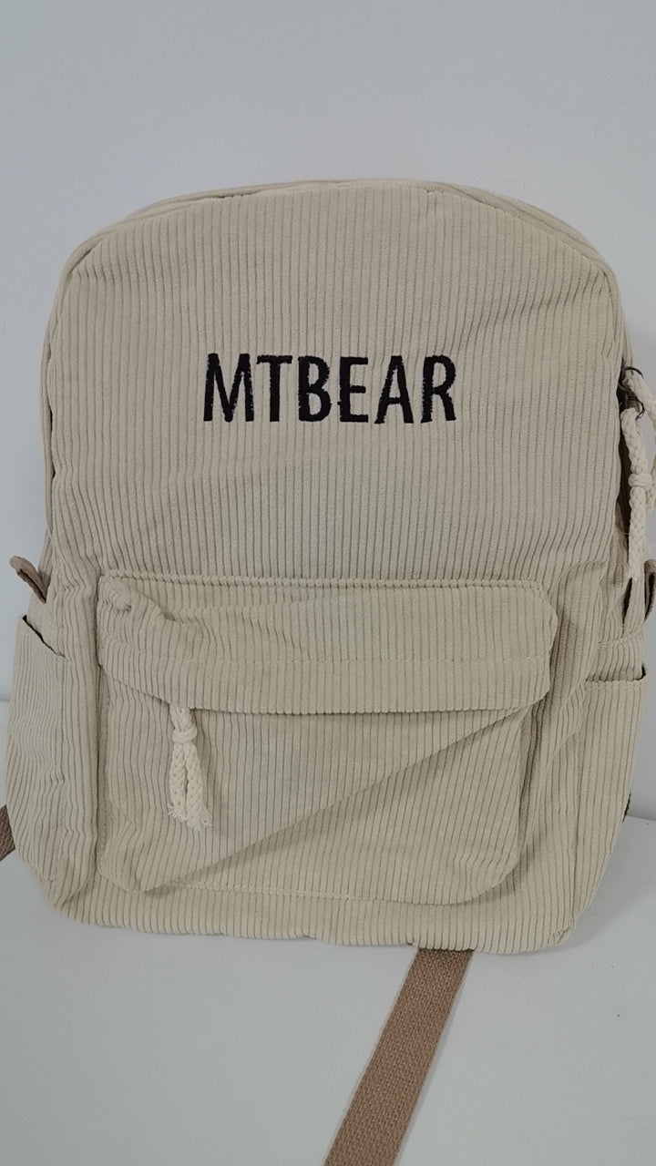 MTBEAR Corduroy Backpack，15 inch Backpack,beige - MTWORLDKIDS.COM