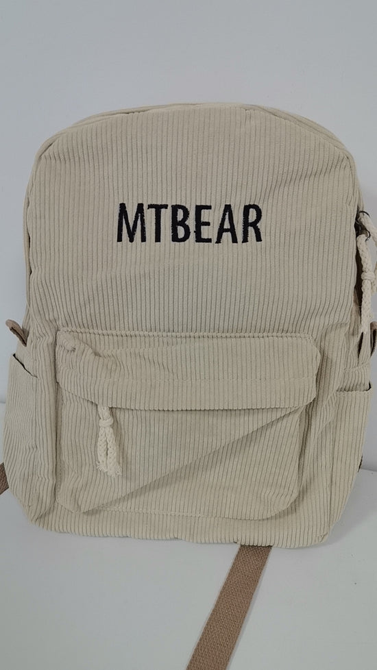 MTBEAR Corduroy Backpack，15 inch Backpack,beige - MTWORLDKIDS.COM