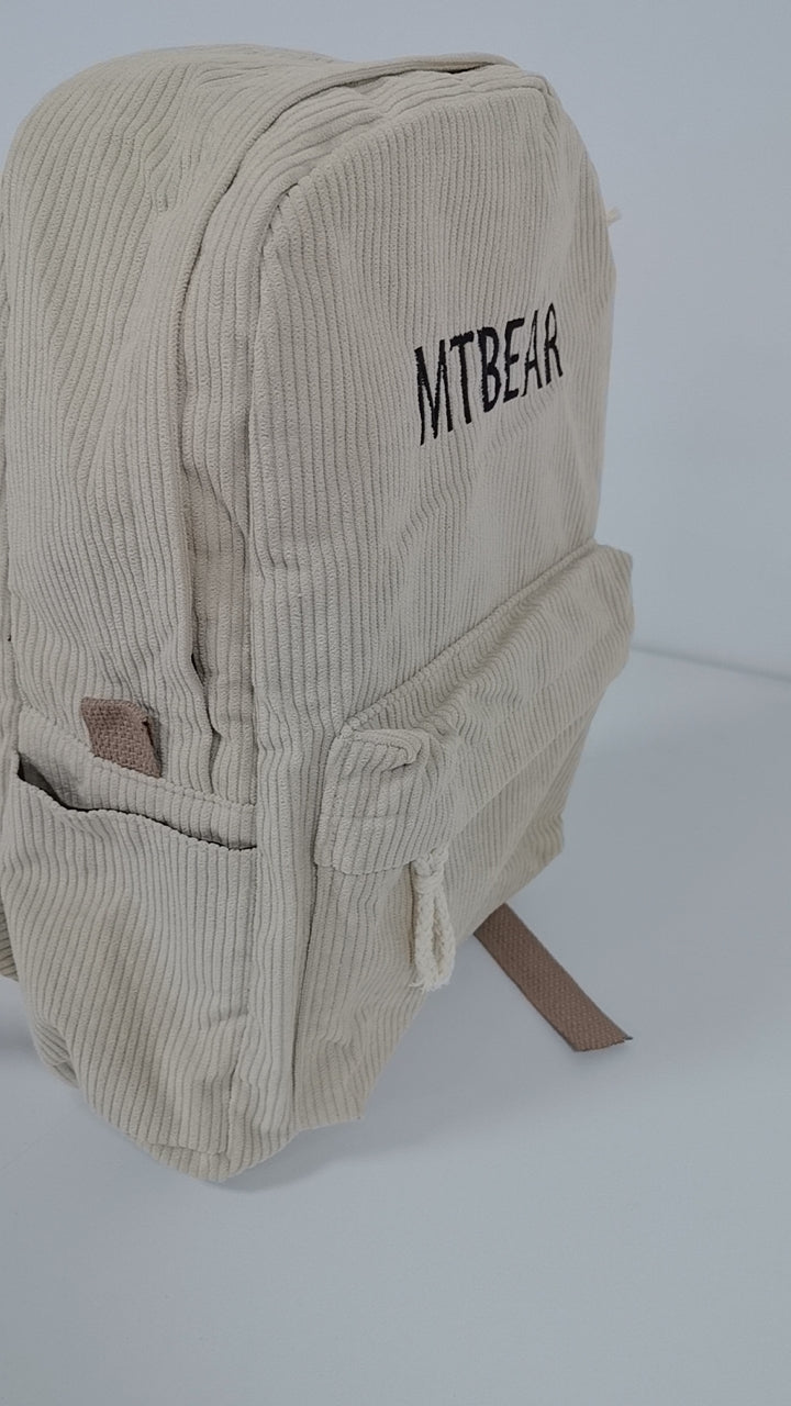 MTBEAR Corduroy Backpack，15 inch Backpack,beige - MTWORLDKIDS.COM