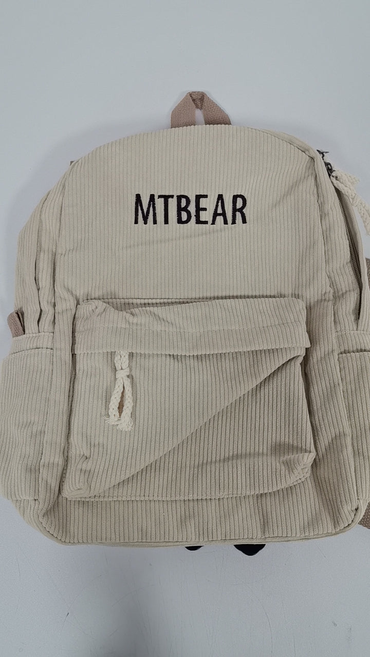 MTBEAR Corduroy Backpack，15 inch Backpack,beige - MTWORLDKIDS.COM