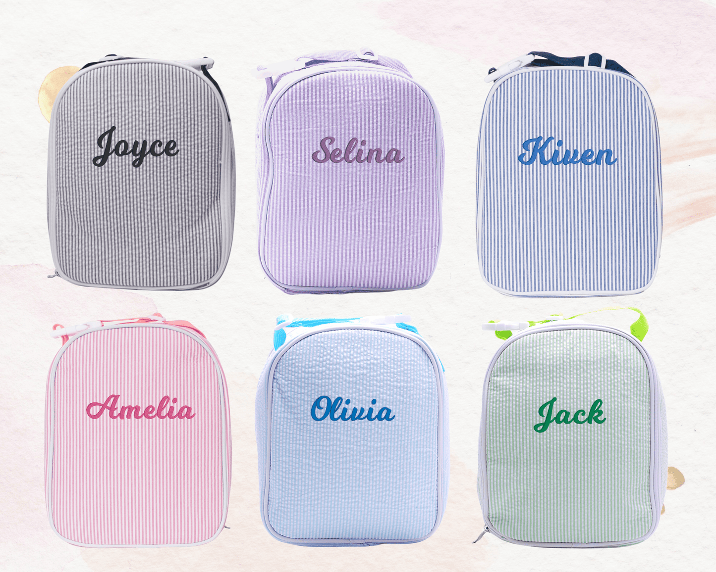 Personalized Seersucker Lunchbox - MTWORLDKIDS.COM